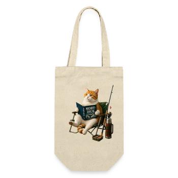 Cat Reading Moby-Dick and Fishing - Gift Bag for Bottles - nature - Front