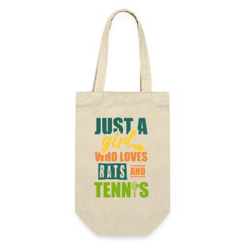 Einfach ein Mädchen, das Ratten und Tennis liebt - Geschenkbeutel für Flaschen - Natur - Vorne