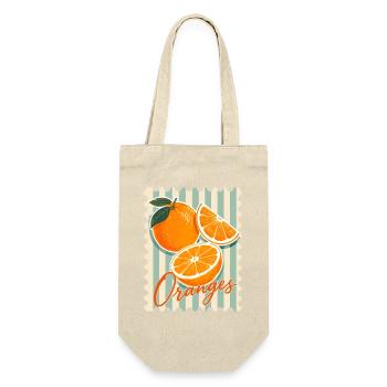 Oranges Design, Orangen Sommer Vintage Motiv - Geschenkbeutel für Flaschen - Natur - Vorne
