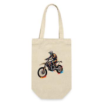 Farbexplosion Motocross Action - Geschenkbeutel für Flaschen - Natur - Vorne