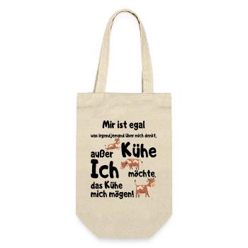 Ich möchte das Kühe mich mögen Landwirt Bauer - Geschenkbeutel für Flaschen - Natur - Vorne