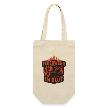 Feuerwehr Im Blut Emblem - Geschenkbeutel für Flaschen - Natur - Vorne