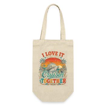 Ich liebe es, wenn wir zusammen kreuzen Retro Vintag - Geschenkbeutel für Flaschen - Natur - Vorne
