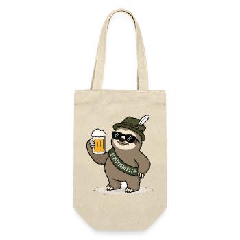 Schützenfest Faultier mit Bier - Geschenkbeutel für Flaschen - Natur - Vorne