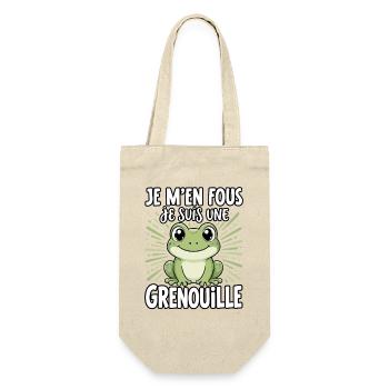 Je m'en fous je suis une grenouille - süßer Frosch - Geschenkbeutel für Flaschen - Natur - Vorne