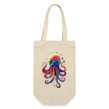 Oktopus Kraken Tintenfisch Meer Süßer Oktopus - Geschenkbeutel für Flaschen - Natur - Vorne