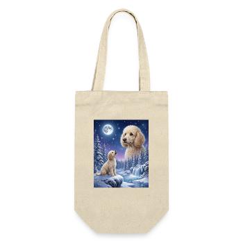 Howling to the Moon Meme Hund Pudel - Geschenkbeutel für Flaschen - Natur - Vorne