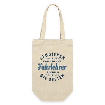 Studieren kann jeder - Fahrlehrer Spruch - Geschenkbeutel für Flaschen - Natur - Vorne