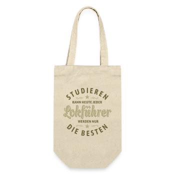 Studieren kann jeder - Lokführer Spruch - Geschenkbeutel für Flaschen - Natur - Vorne