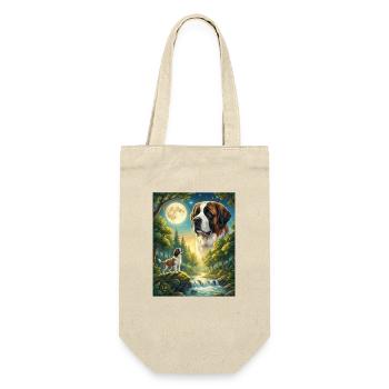 Howling to the Moon Meme Hund Bernhardiner - Geschenkbeutel für Flaschen - Natur - Vorne