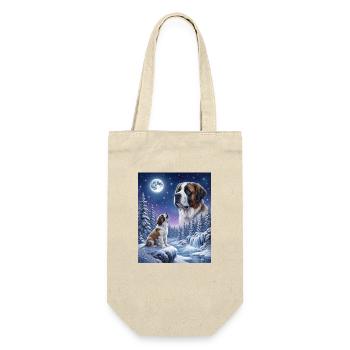 Howling to the Moon Meme Hund Bernhardiner - Geschenkbeutel für Flaschen - Natur - Vorne