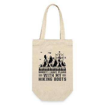 I have plans with my Hiking boots - Funny Hiking - Geschenkbeutel für Flaschen - Natur - Vorne