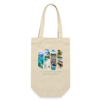 St Vincent Travel – Karibik Strand & Ozean - Geschenkbeutel für Flaschen - Natur - Vorne
