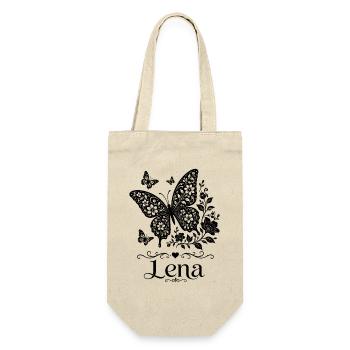 Lena First Name Butterfly Flowers Gift - Gift Bag for Bottles - nature - Front