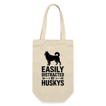 Husky Sprüche Huskies Lustiges Husky Geschenk - Geschenkbeutel für Flaschen - Natur - Vorne