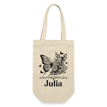 Julia First Name Butterfly Floral Gift - Gift Bag for Bottles - nature - Front