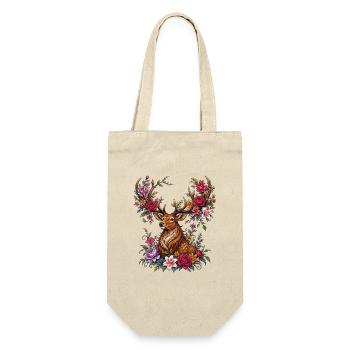 Cerf fleuri avec bois floraux - Sac à bouteille - nature - Devant