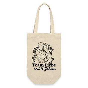Team Liebe seit 6 Jahren Jahrestag Geschenk Paar - Geschenkbeutel für Flaschen - Natur - Vorne