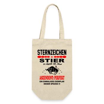Stier Sternzeichen Horoskop Aszendent Perfekt - Geschenkbeutel für Flaschen - Natur - Vorne