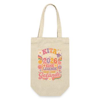 Kita Abgänger 2026 im Retro-Blumenstil - Geschenkbeutel für Flaschen - Natur - Vorne
