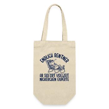 Rentner Vollzeit Nickerchen Experte Retro - Geschenkbeutel für Flaschen - Natur - Vorne