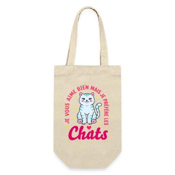Humour Chat Je Préfère Les Chats Mignon - Sac à bouteille - nature - Devant