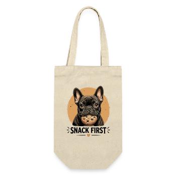 Premier snack Bouledogue français Chien drôle - Sac à bouteille - nature - Devant