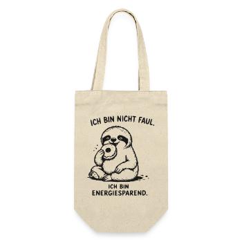 Ich bin energiesparend Faultier - Geschenkbeutel für Flaschen - Natur - Vorne