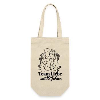 Team Liebe seit 19 Jahren Jahrestag Geschenk Paar - Geschenkbeutel für Flaschen - Natur - Vorne