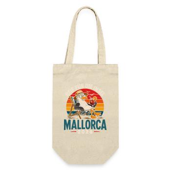 Mallorca 2026 Strandkorb Seemöwe - Geschenkbeutel für Flaschen - Natur - Vorne