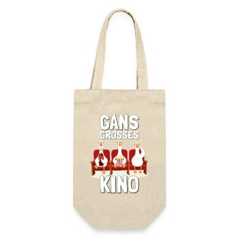 GANS GROßES KINO - rot/beige Gänse - Geschenkbeutel für Flaschen - Natur - Vorne