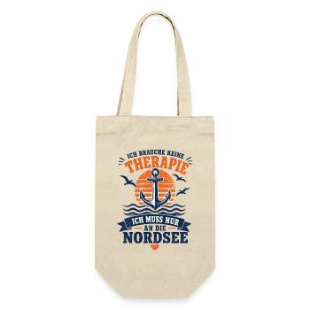 Ich brauche keine Therapie ich muss an die Nordsee - Geschenkbeutel für Flaschen - Natur - Vorne