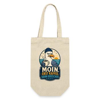 Möwe Erst Kaffee Dann Kreischen Shirt - Geschenkbeutel für Flaschen - Natur - Vorne