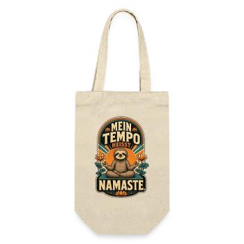 Faultier Mein Tempo Heißt Namaste Shirt - Geschenkbeutel für Flaschen - Natur - Vorne