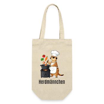 Herdmännchen Koch Gastronomie Beikoch Lustig  - Geschenkbeutel für Flaschen - Natur - Vorne