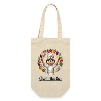 Herdmännchen Koch Gastronomie Beikoch Lustig  - Geschenkbeutel für Flaschen - Natur - Vorne