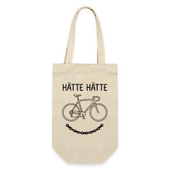 Hätte Hätte Fahrradkette lustige Fahrrad Sprüche - Geschenkbeutel für Flaschen - Natur - Vorne