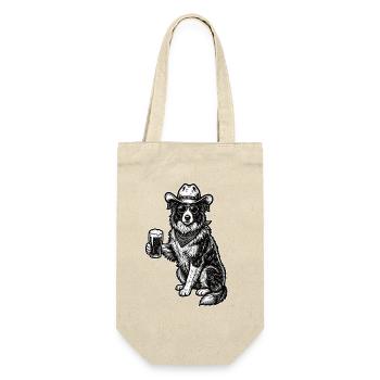 Chien de cow-boy Bière Border Collie drôle - Sac à bouteille - nature - Devant