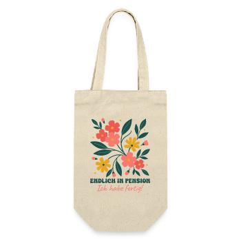Endlich in Pension Abschied Wildblumen - Geschenkbeutel für Flaschen - Natur - Vorne