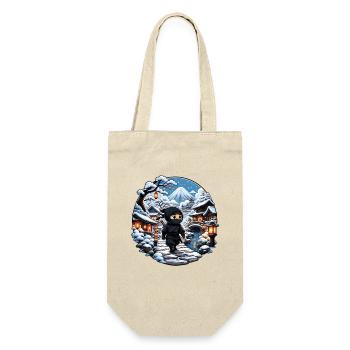Ninja im Schneedorf - Geschenkbeutel für Flaschen - Natur - Vorne