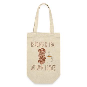 Lesen im Herbst mit Tee - Geschenkbeutel für Flaschen - Natur - Vorne