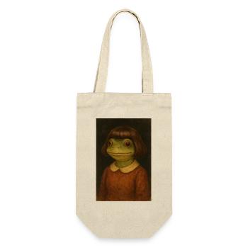 Froschmädchen im Retrolook - Geschenkbeutel für Flaschen - Natur - Vorne