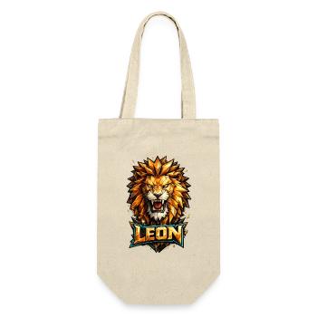 Leon Löwe Vorname Name Geschenk - Geschenkbeutel für Flaschen - Natur - Vorne