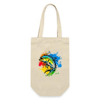 Angler Grafik - Geschenkbeutel für Flaschen - Natur - Vorne