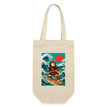 Surfen Shiba Inu Samurai Doge Japan - Geschenkbeutel für Flaschen - Natur - Vorne