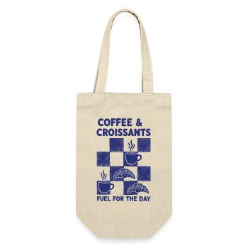 Frühstückskaffee-Croissants Treibstoff für den Tag - Geschenkbeutel für Flaschen - Natur - Vorne