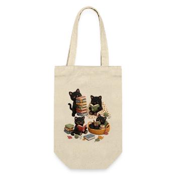 Funny black cat reading - Gift Bag for Bottles - nature - Front