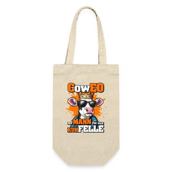 CowEO CEO Kuhstall Chef | Führungskraft Landwirt  - Geschenkbeutel für Flaschen - Natur - Vorne