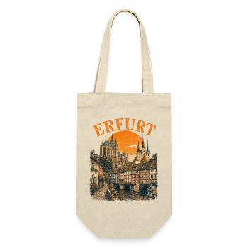  Vintage Erfurt Skyline historische Straßenansicht - Geschenkbeutel für Flaschen - Natur - Vorne