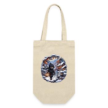 Winter ninja in snowy village - Gift Bag for Bottles - nature - Front